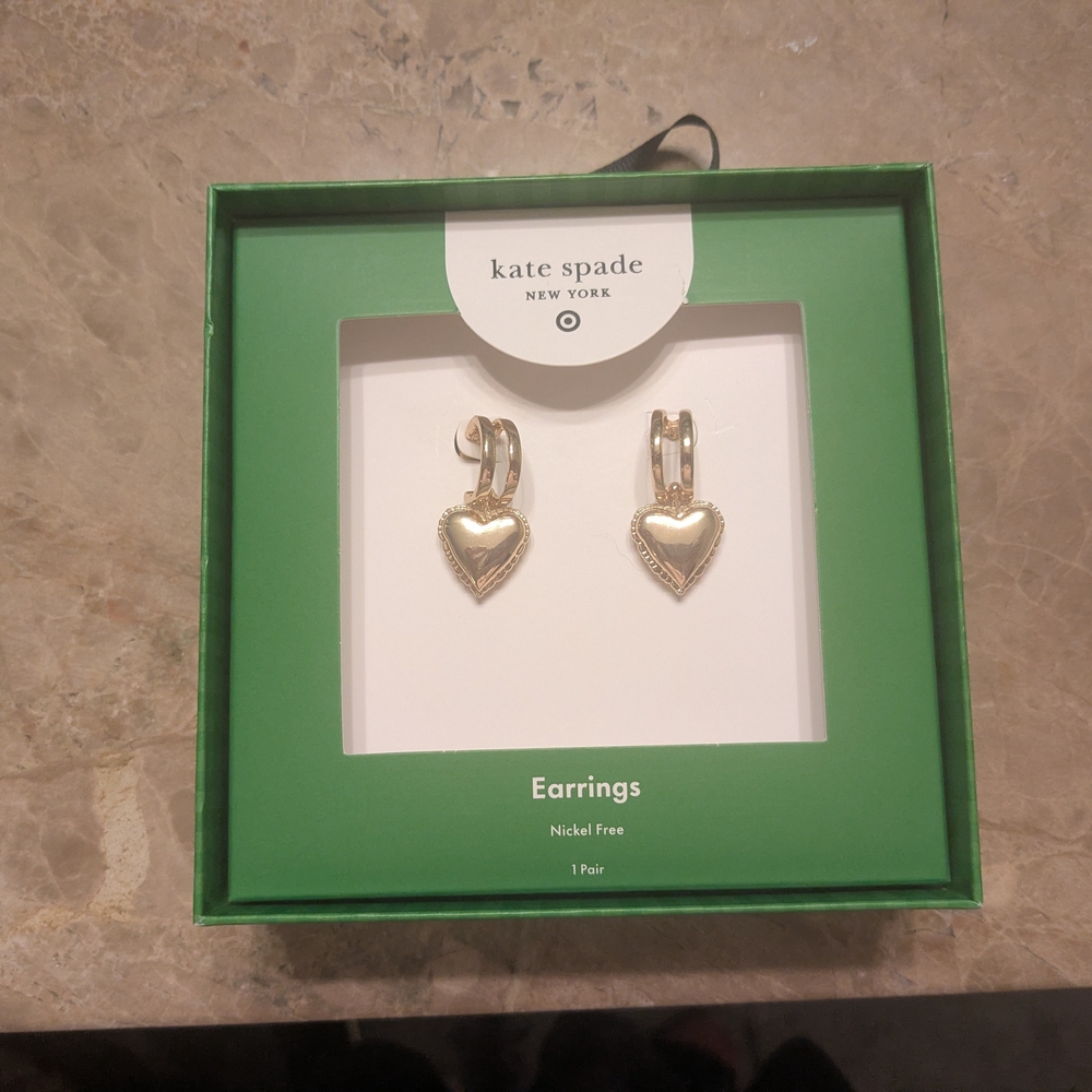 Kate Spade Silver Heart Hoop Earrings